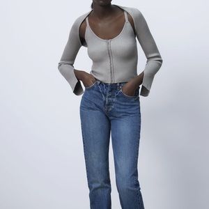 Zara Knit Arms Warmer Sweater & Tank Top Grey Small